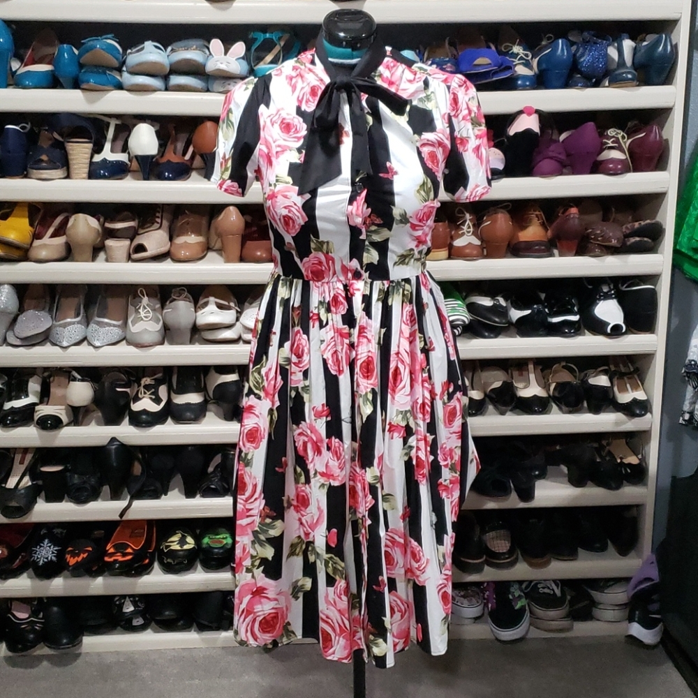 Unique Vintage Floral 1940s Style Swing Dress